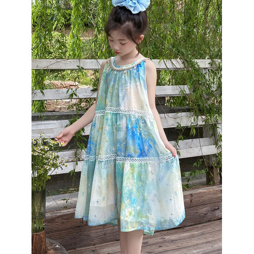 女童連衣裙夏季2025新款童裝女孩波西米亞度假超好看兒童吊帶裙子