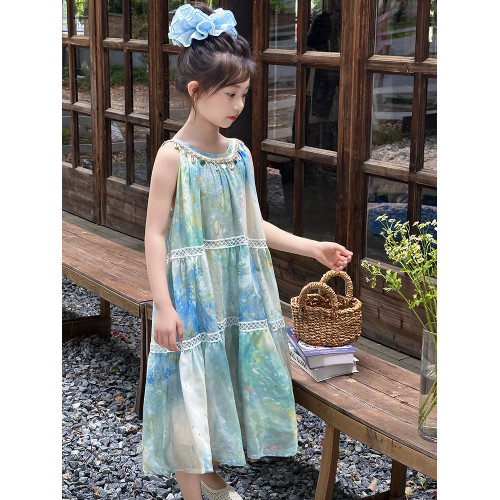 女童連衣裙夏季2025新款童裝女孩波西米亞度假超好看兒童吊帶裙子