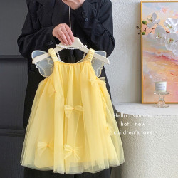 公主裙女童連衣裙2025新款洋氣兒童裙子後背翅膀小女孩甜美網紗裙