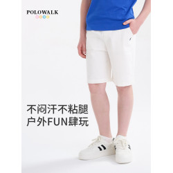 POLOWALK童裝新品夏季短褲休閒褲男童白色褲子親膚舒適戶外休閒
