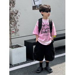 喬伊斯童裝025夏季新款韓版男童百搭軋染美式字母透氣t恤兒童上衣