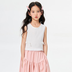 gxgkids童裝兒童背心夏季新款蝴蝶結透氣女童洋氣舒適背心T恤潮