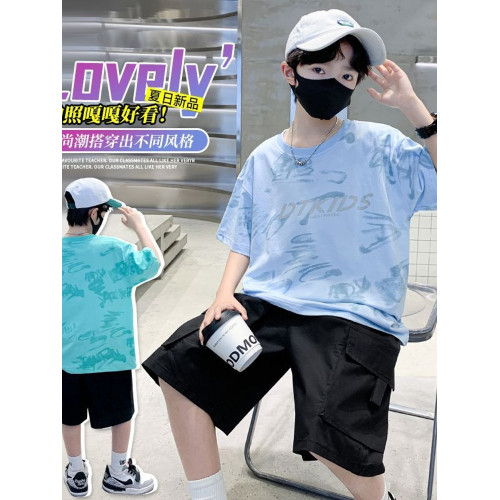 男童夏裝套裝2025新款男孩中大童兒童帥氣中大短袖夏季兩件套
