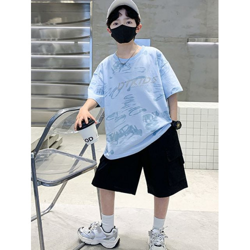 男童夏裝套裝2025新款男孩中大童兒童帥氣中大短袖夏季兩件套