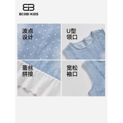bcobi/不可比喻童裝女童襯衫夏款2025新韓版波點牛仔襯衣夏款套裝