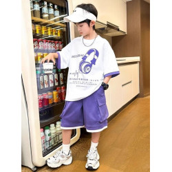 安哼安哼男童夏季短袖套裝2025新款夏裝中大童兒童男孩夏款網紅炸