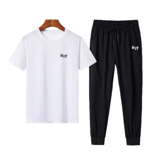 男童夏季冰絲套裝中大童圓領速乾初中學生長褲運動服寬松透氣兒童