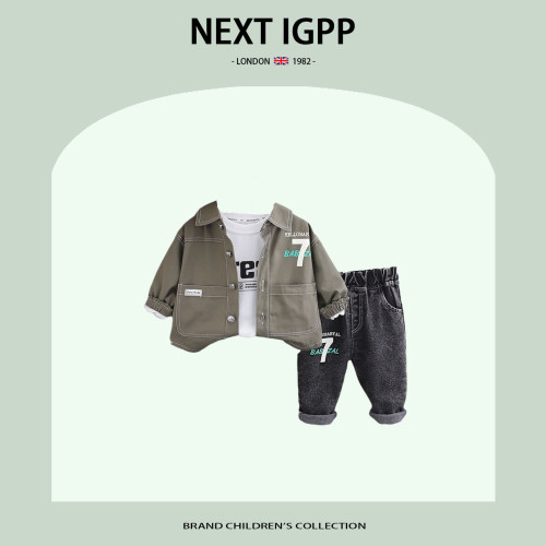 英國NEXT IGPP男童春秋季套裝新款男童春秋季時髦韓版襯衫三件套