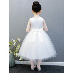 女童連衣裙夏裝2025新款兒童白色蓬蓬紗裙子小女孩生日禮服公主裙