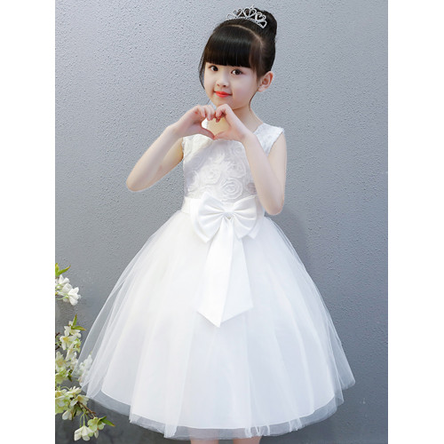 女童連衣裙夏裝2025新款兒童白色蓬蓬紗裙子小女孩生日禮服公主裙