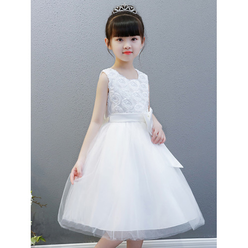 女童連衣裙夏裝2025新款兒童白色蓬蓬紗裙子小女孩生日禮服公主裙