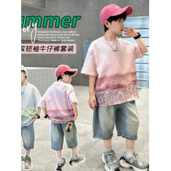 男童夏裝短袖洋氣t恤男孩中大兒童酷帥氣純棉半袖夏季上衣服潮牌T