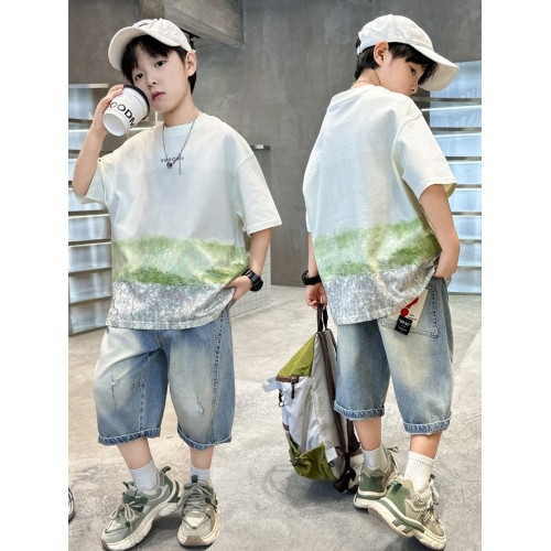 男童夏裝短袖洋氣t恤男孩中大兒童酷帥氣純棉半袖夏季上衣服潮牌T