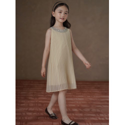 哈齒童裝夏季女童背心裙重工亮片連衣裙女童百褶裙中大童禮服裙