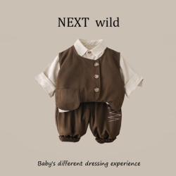 英國NEXT  wild兒童時尚秋季套裝男童馬甲襯衫三件套炸街休閒童裝