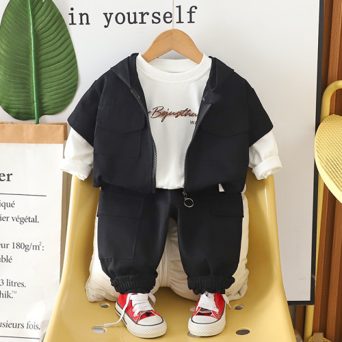 英國NEXT IGPP帥氣男孩工裝夾克開衫三件套春秋新款潮範男童衣服