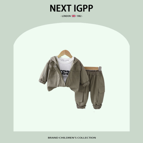 英國NEXT IGPP男童外套春秋季新款男孩連帽風衣夾克春秋三件套裝