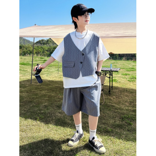 男童套裝夏季2025新款兒童夏裝中大童休閒衣服短袖帥氣時髦男孩潮