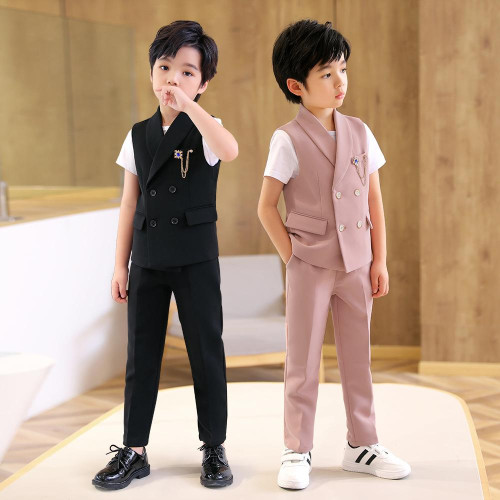 英國NEXT APK兒童套裝春夏男童紳士馬甲兩件套主持人演講攝影禮服