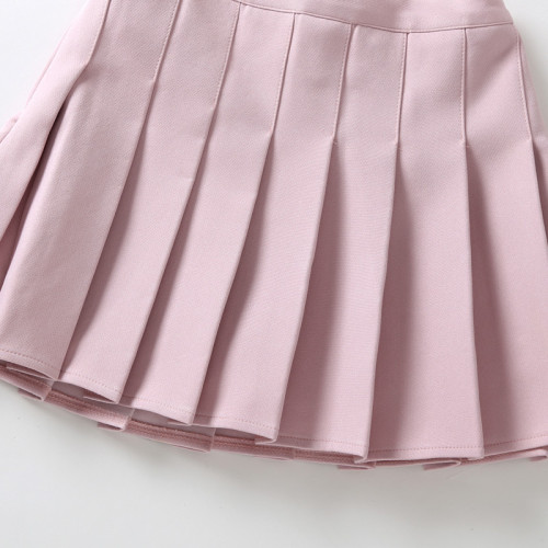 女童半身裙2025夏女孩百搭白色百褶裙JK製服裙子黑色韓版短裙套裝