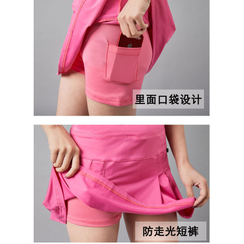 速乾運動褲裙女夏跑步假兩件短裙羽毛球網球半身瑜伽防走光百褶裙