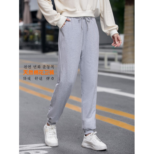 運動褲女加厚秋冬季天然新疆手工棉花褲衛褲寬松休閒高腰束腳外穿