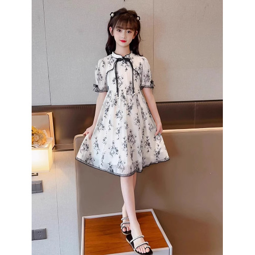 女童連衣裙夏季2025新款兒童公主裙夏裝洋氣女孩國風漢服旗袍裙子