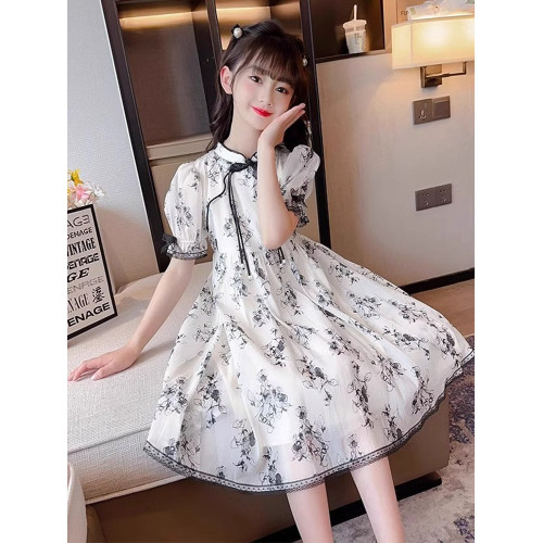 女童連衣裙夏季2025新款兒童公主裙夏裝洋氣女孩國風漢服旗袍裙子