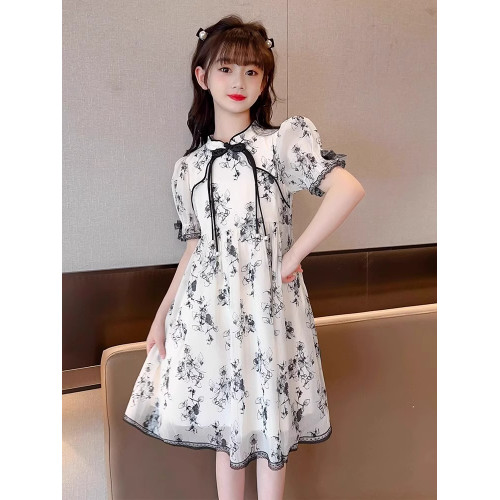 女童連衣裙夏季2025新款兒童公主裙夏裝洋氣女孩國風漢服旗袍裙子