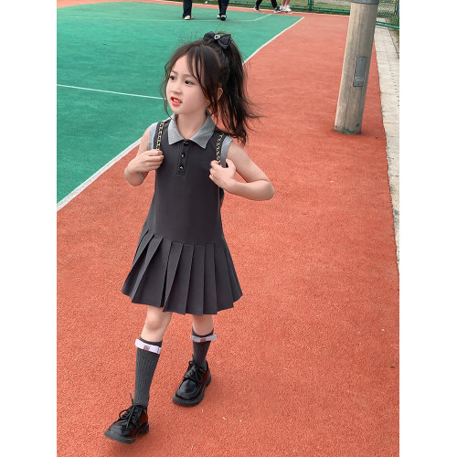 女童連衣裙POLO裙兒童洋氣學院風女孩jk裙夏季公主裙寶寶夏裝裙子