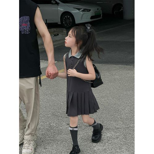 女童連衣裙POLO裙兒童洋氣學院風女孩jk裙夏季公主裙寶寶夏裝裙子
