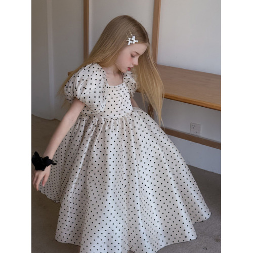女童公主裙夏季2025新款兒童生日晚禮服大童泡泡袖超仙長款連衣裙