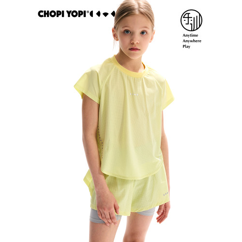 chopiyopi【洞洞皮】女童圓弧下擺基礎短袖T恤夏季新款防曬運動T