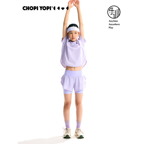 chopiyopi【洞洞皮】女童圓弧下擺基礎短袖T恤夏季新款防曬運動T