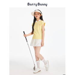 BarryBanny女童百褶半裙夏季新款中大童包芯紗學院風針織A字短裙
