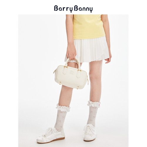 BarryBanny女童百褶半裙夏季新款中大童包芯紗學院風針織A字短裙