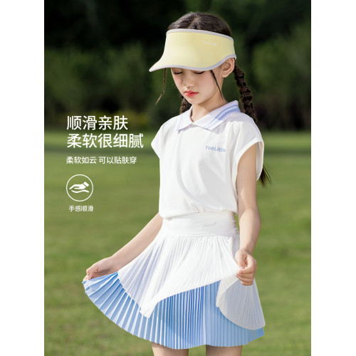 女童速乾衣短袖T恤兒童運動套裝冰絲薄款羽毛球服訓練女大童網球
