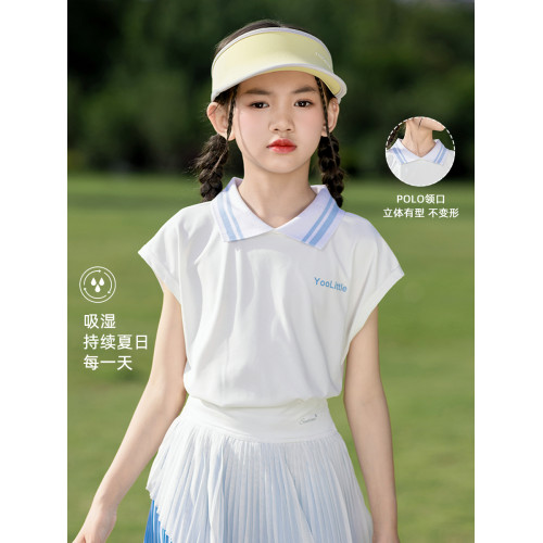 女童速乾衣短袖T恤兒童運動套裝冰絲薄款羽毛球服訓練女大童網球