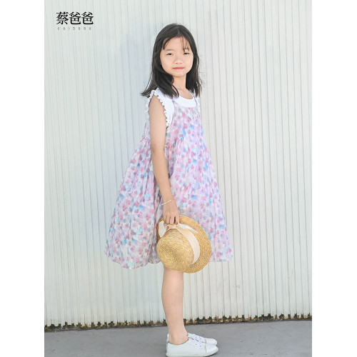 蔡爸爸原創童裝背心裙子女童夏套裝新款小清新少女吊帶裙907+295