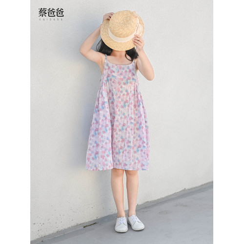蔡爸爸原創童裝背心裙子女童夏套裝新款小清新少女吊帶裙907+295