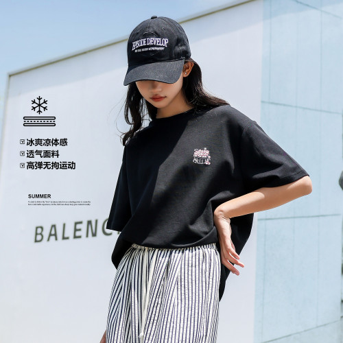 女童t恤短袖2025新款洋氣時髦大童超好看純棉休閒上衣夏季T初中生