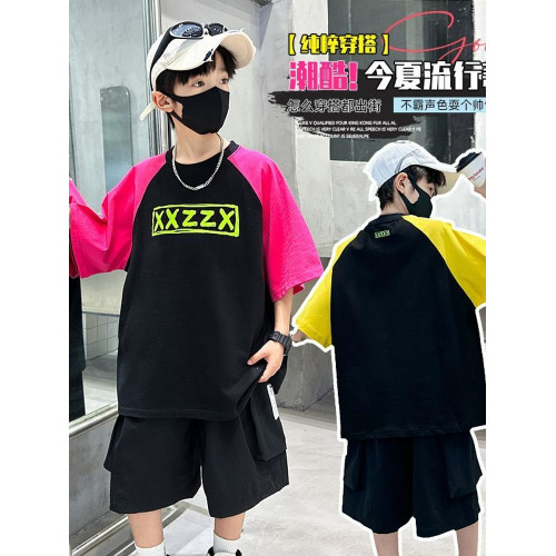 男童夏裝套裝2025新款兒童夏季薄款短袖中大童夏款洋氣男孩兩件套