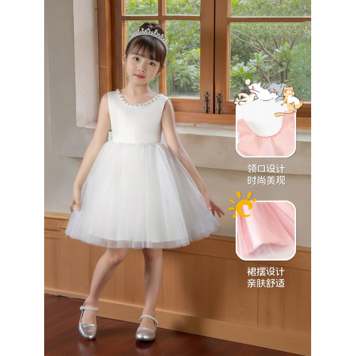 女童連衣裙夏季高級小女孩生日禮服裙超仙兒童蓬蓬紗公主裙演出服