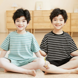 男童睡衣夏2025新款a類全棉短袖卡通夏款4嵗6嵗8嵗男孩家居服套裝