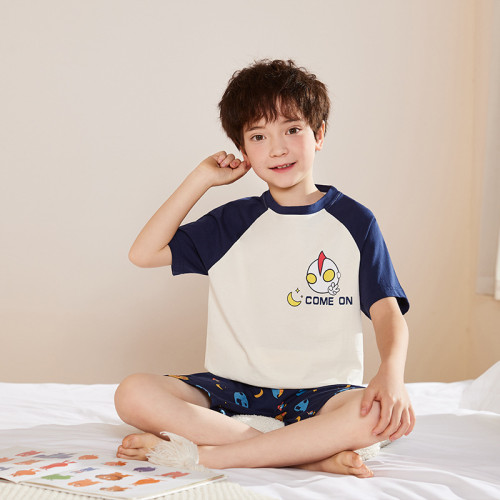 男童睡衣夏2025新款a類全棉短袖卡通夏款4嵗6嵗8嵗男孩家居服套裝