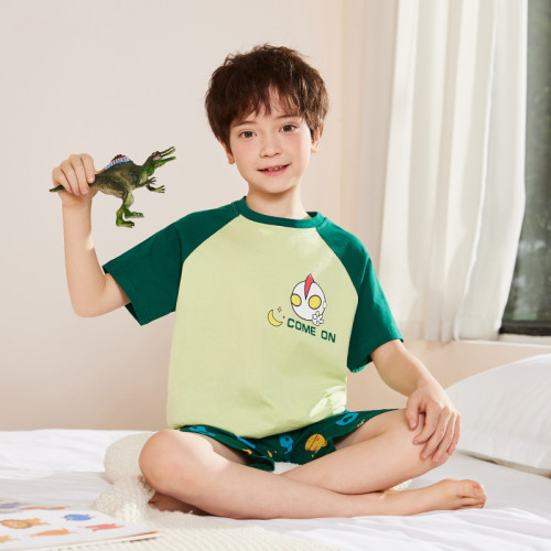 男童睡衣夏2025新款a類全棉短袖卡通夏款4嵗6嵗8嵗男孩家居服套裝