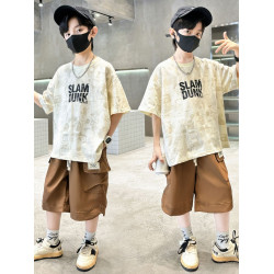 男童夏季套裝2025新款中大童運動薄款短袖炸街男孩夏天衣服兩件套