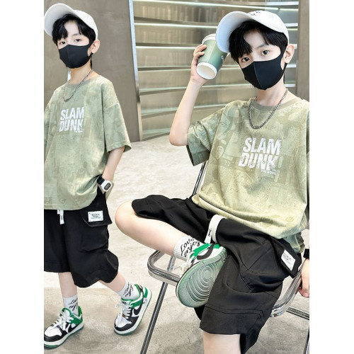 男童夏季套裝2025新款中大童運動薄款短袖炸街男孩夏天衣服兩件套