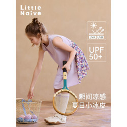 Little Naive兒童運動連衣裙夏季新款寬松A字裙女童拼接背心裙