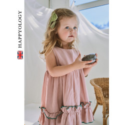 Happyology英國兒童春夏裝新款裙子女童童裝立體翅膀撞色邊連衣裙